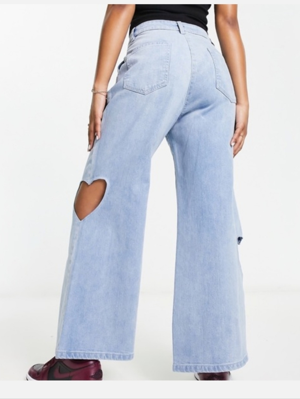 Free People x Native Youth Heart Cut Out Wide Leg Jeans Size Small - Picture 2 of 6